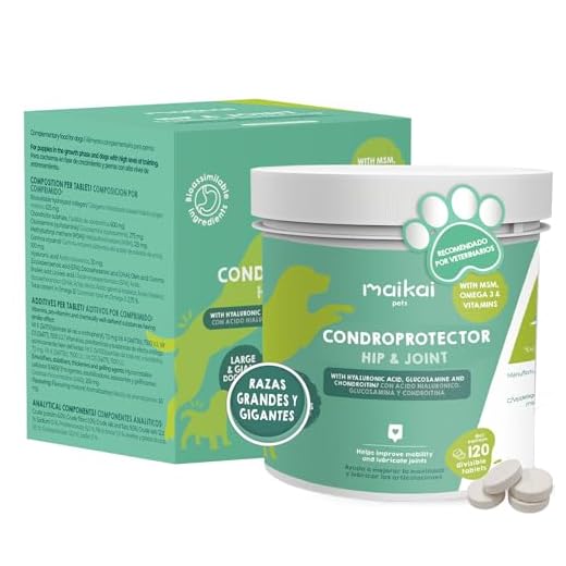 MAIKAI Condroprotector para Perros Razas Grandes y Gigantes- 120 Comprimidos - Articulaciones y Antiinflamatorios - Alta Concentración Glucosamina, Condroitina MSM y Acido Hialurónico