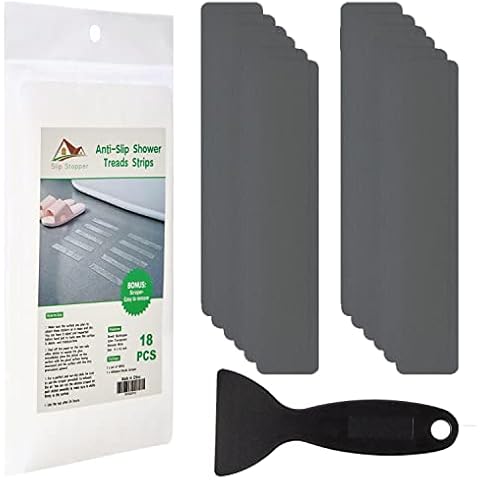 Non Slip Bathtub Strips 18 PCS Larger Adhesive Anti Slip Shower Stickers for Bath Tub,Bathroom,Stairs with Premium Scraper Cover