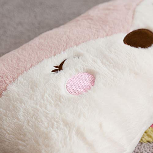 Image of Snugtown Stuffed Animal Lumbar Pillow, Super Soft Plush Cuddle Throw Pillow for Kids, Cute Fox Shaped Pillow, 12 x 24 Inches, Pink, Ivory