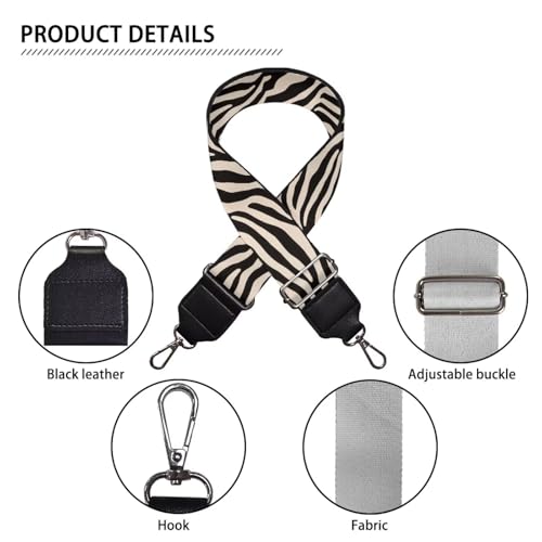 Image of Talayituse Brown Zebra Stripe Print Shoulder Strap Wide Purse Bag Strap Adjustable Replacement Belt Luggage Crossbody Shoulder Bag Strap for Women Girls