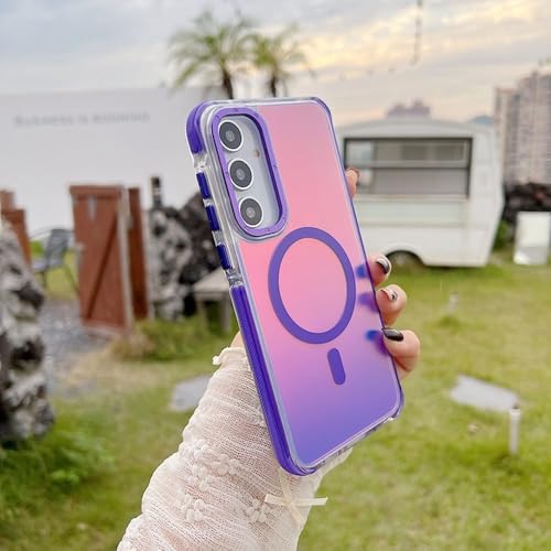 Coque Samsung A55 violette protège des chutes et charge sans fil
