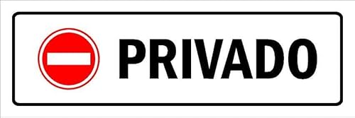 Private. White informational sign with 'no entry' pictogram SP053 - Self adhesive sticker (150mm x 50mm)