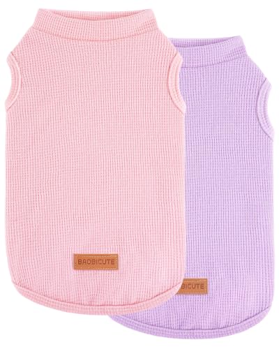 BAOBICUTE 2Pack Dog Shirts Lightweight Waffle Dog Shirt for Small Dogs Sleeveless Dog Shirt for Small Medium Boy Girl Dogs Cozy & Breathable Pet Vest