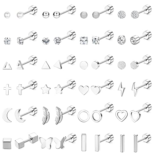 JeweBella 24 Pairs Kleine Ohrstecker Damen Set Chirurgenstahl Knorpel Helix...