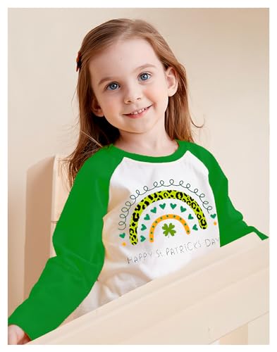 Kids St Patricks Shirts Toddler Unisex Boys Girls Pixel T-Shirt Cast Dinosaur Clover Shamrock Raglen Sleeve Green Tops2