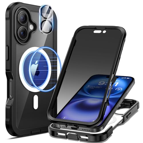 Housse magnétique iPhone 16 premium avec protecteur de caméra et verre trempé intégral