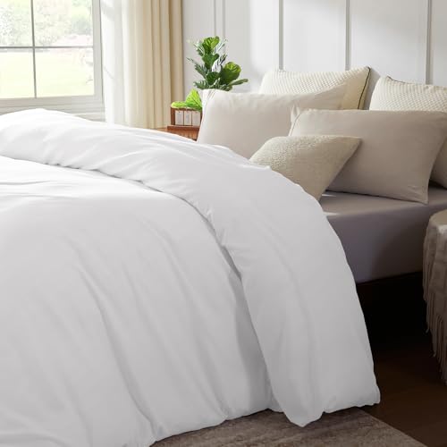 Funda de edredón de microfibra ultrasuave extragrande para cama King Plus blanca 8