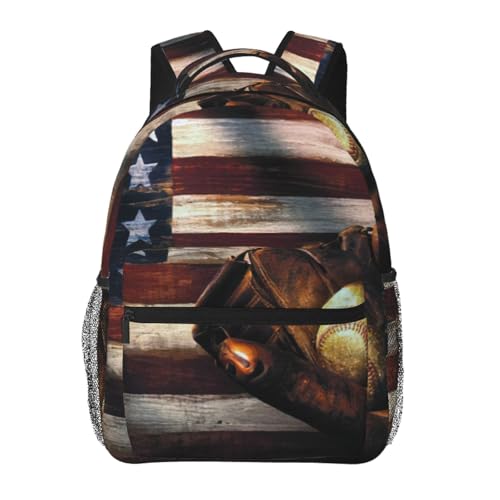 Sac à dos imprimé baseball drapeau américain ultra léger avec grand volume de rangement