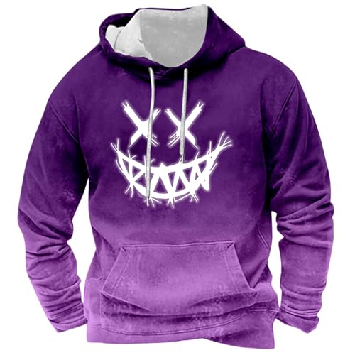 RUMAOZIA Sweat à capuche pour homme avec impression Y2K - Sweat à capuche avec imprimé smiley - Hip Hop - Décontracté - Manches longues - Basique - Pull à capuche - Automne - Hiver - Chaud et