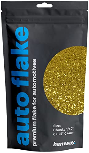 Hemway Automotive Metal Flake Glitter Chunky 1/40" 0.025" 0.6Mm 625 Microns Paint Additive Metal Flake 100G For Use With Car Bike Van Truck Wagon Automotive Spray And Spray Painting (Gold) #TOP22