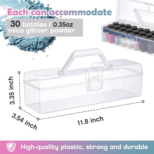 Image of MotiMind 2 Pcs Acrylic Paint Organizer Mica Powder Storage Case Pigment Powder Organizer for 0. 35 Oz /10g Mica Bottles, Holds up to 30 Bottles for Model Paints, Nail Polish & Craft Supplies Holder