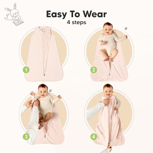 Image of 2-Pack Baby Sleep Sacks, Zipper Wearable Blanket - 100% Organic Cotton 0.5TOG, Soft Lightweight Toddler Sleeping Sack 6-12 months, Easy to Wear Newborn Swaddles Sleepsack (Mist Rose, M)