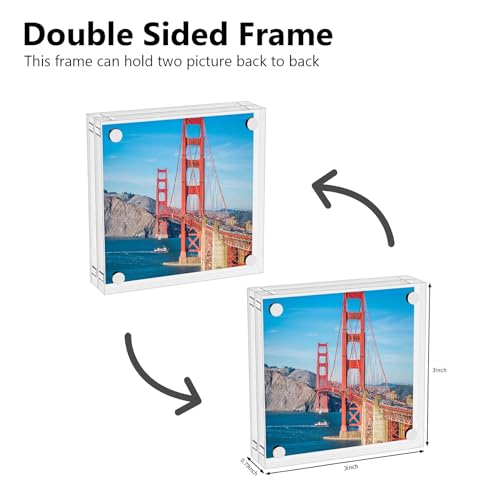 RPSENNA Mini Picture Frame 3x3 inch Acrylic Magnetic Photo Card Frame 20mm Thick Double SidedDesktop Display Frames for Cards Photos Office Home Decor 10 PCS by RPSENNA - Image 6