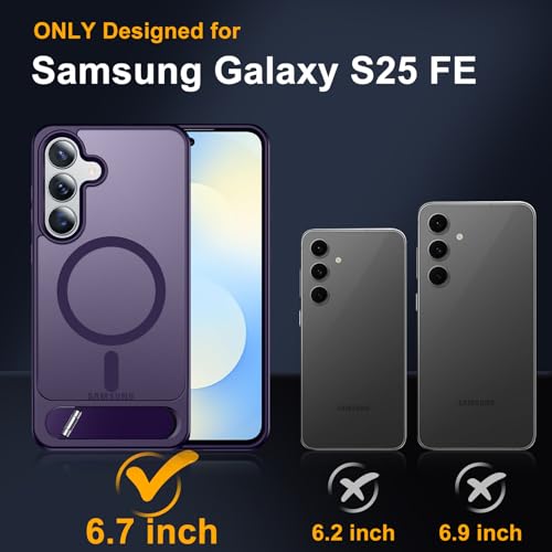 Image of SPIDERCASE Magnetic for Samsung Galaxy S25 FE Case, [3 Stand Ways][ Military Grade Drop Protection] with Invisible Stand Slim Phone Case for S25 FE 5G Finger Sleeves,Purple