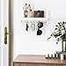 Lwenki Decorative Key Holder for Wall with Shelf, Entryway Shelf with Hooks Holds Leashes, Jackets and Glasses – Sturdy Wood Keyholder Entrance Hanger with Mounting Hardware (White, Medium)
