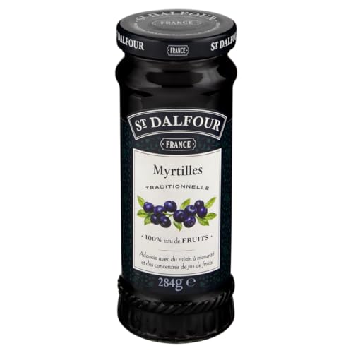 Image of St Dalfour Blueberry Fruit Spread 284 g | No Added Sugar | 100% from Fruit | No Added Preservatives, Colours, Flavors or Sweeteners | No Corn Syrup | Traditional French Recipe (Pack of 3)