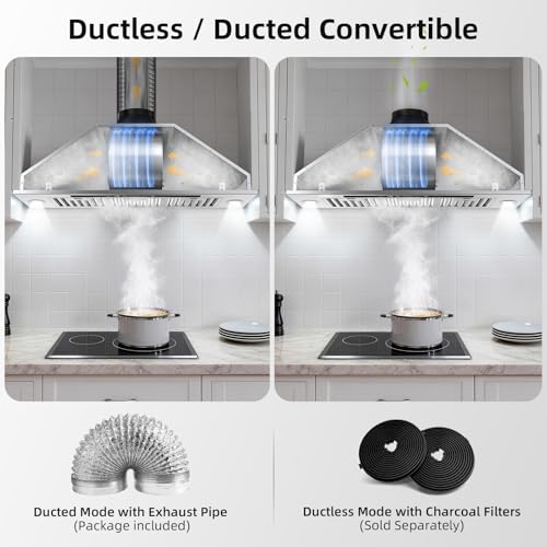 Image of Range Hood Insert 36 inch, Stainless Steel Ductless Kitchen Hood