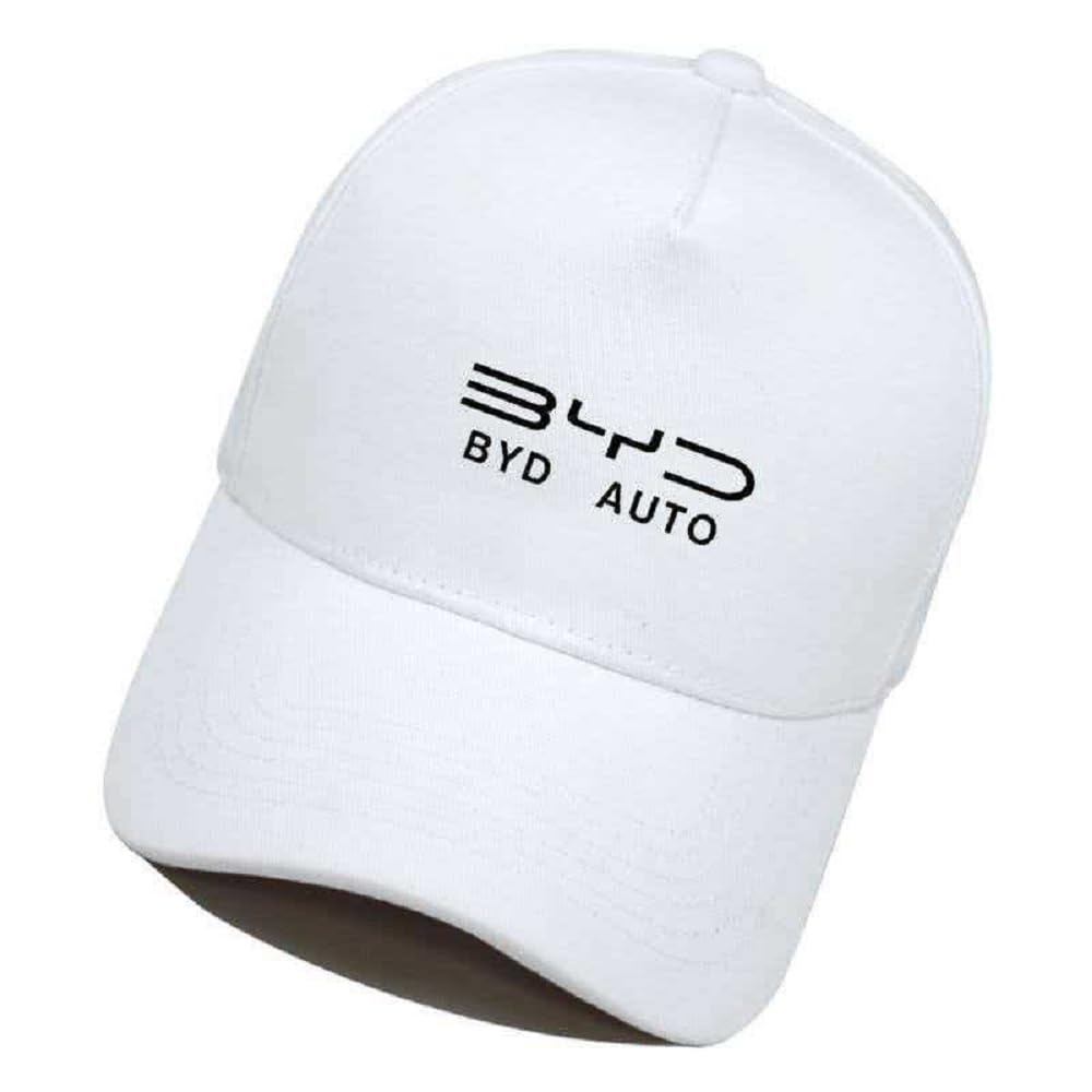 VAPORVERSE 1 Pack Baseball Cap for BYD Han 2022-2025 Sedan, Crossover, Cotton Sun Hat Breathable Dad Cap with Adjustable Metal Buckle and Embroidered Logo Sport Hat,White