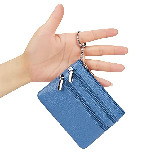 Portefeuille en Cuir véritable pour Femme avec Porte-clés, Bleu Ciel, Taille Unique, Porte-Monnaie – vue 7