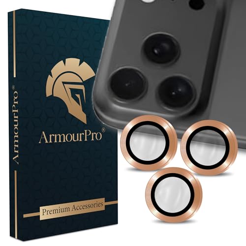 Image of ArmourPro Premium Camera Lens Protector Tempered Glass Compatible For iPhone 17 Pro Tough HD Individual Aluminum Alloy Rings 9H Camera Cover, Scratch-Resistant,Camera Lens Protection| Orange