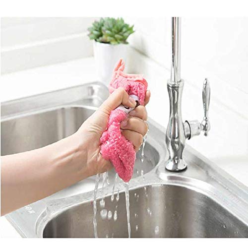 Soft Coral Velvet Towel Bathroom supplies cute Hand Towel Absorbent Microfiber Cloth Cartoon Animal Hanging Dishcloths Kitchen Accessories | Tableware Household Cleaning Towel (Blue Elephant, Pack of 1) 3