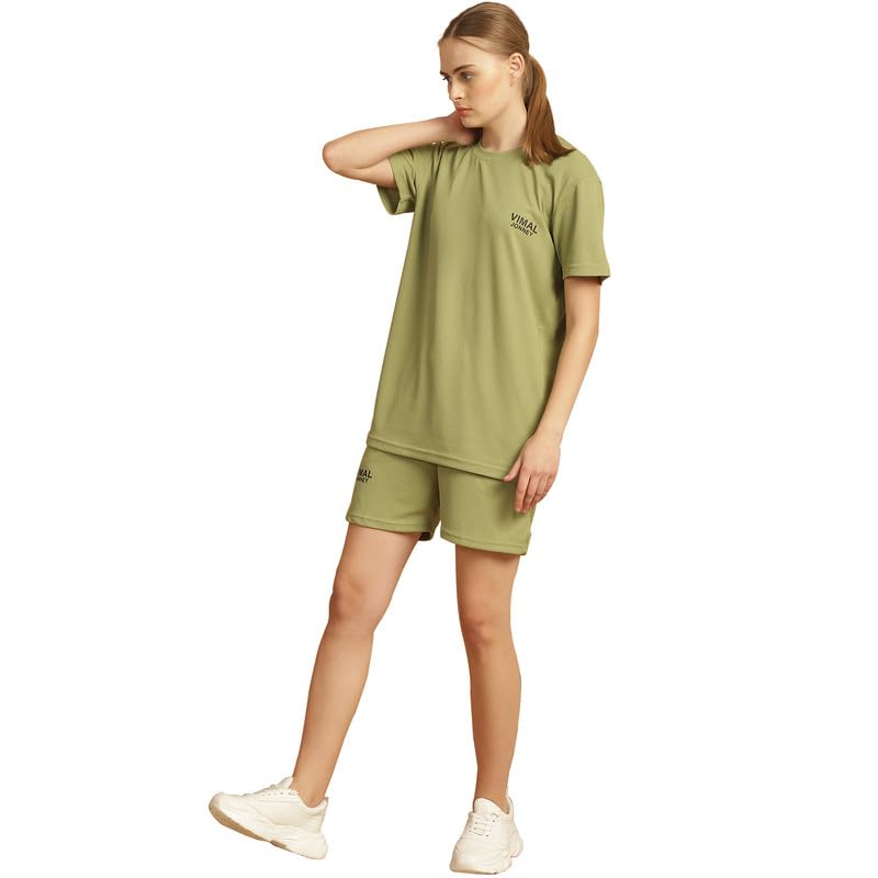 Image of Mack Jonney Solid Polyester Lycra Half sleeves Co-ord Set Trackuit For Women-P