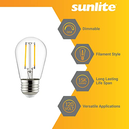 Sunlite 41563-Su Led S14 Filament Style String Light Bulb, Etl Listed, 2 Watts (25W Equivalent), 200 Lumens, Medium Base (E26), Dimmable, 2700K Warm White, 12 Count #TOP2