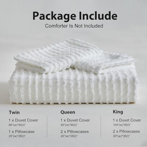 Warmdern Boho Duvet Cover Set Queen Size,White Striped Duvet Cover Microfiber Bedding Set,3Pcs Ultra Soft Breathable Lightweight Tuft Texture Pattern Duvet Covers With Zipper Closure thumb #6