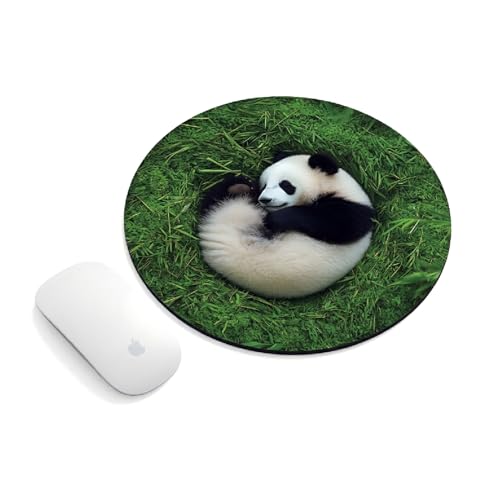 Image of Premium Non-Slip Mouse Pad for Office, Home & Gaming | Smooth Surface for Optical & Laser Mice | Durable Anti-Skid Rubber Base | Precision Tracking | Round Panda Design