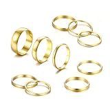 HAIAISO Gold Rings for Women Non Tarnish Stainless Steel Rings Set Dainty Band Ring Stack Simple Stackable Pinky Ring for Multiple Size