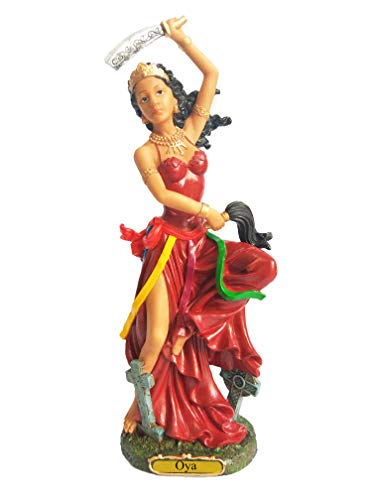 Estatua Orisha OYA de resina pintada 12.5 pulgadas