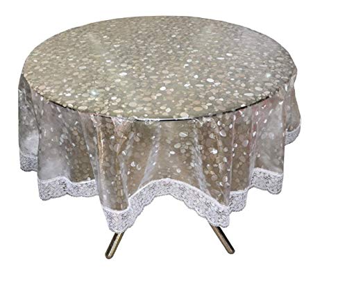 3D PVC Diamond Print Transparent Table Cover with Silver Lace – 2 Seater Center Table, 45″ inches Round (Exact Size) 3D PVC Diamond Print Transparent Table Cover with Silver Lace – 2 Seater Center Table, 45″ inches Round (Exact Size)
