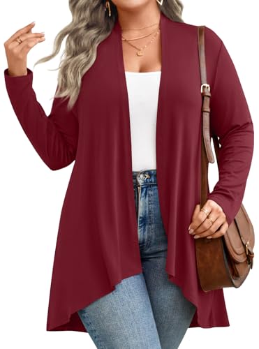 Image of Anymiss Womens Long Cardigans Spring Lightweight Jackets S-2XL Knit Kimono