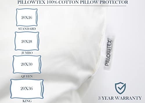 Feather/Down-Proof, 100% Cotton, Pillow Protector - Reduce Pokes With Hypoallergenic, Breathable, Machine Washable, Quiet, Soft Covers - Zippered Enclosure & Machine Washable (2, Standard) #TOP1