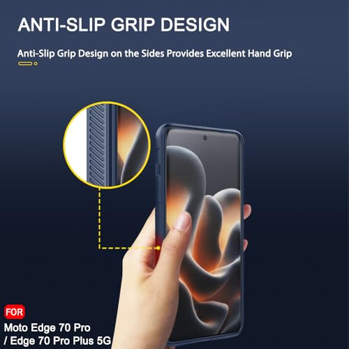 Image of TheGiftKart Liquid Silicon Back Cover Case for Motorola Moto Edge 70 Pro / 70 Pro Plus 5G | Shockproof Military Grade Protection | Micro-Fibre Cloth On Inner Side | Anti-Slip Grip Cover (TPU, Blue)