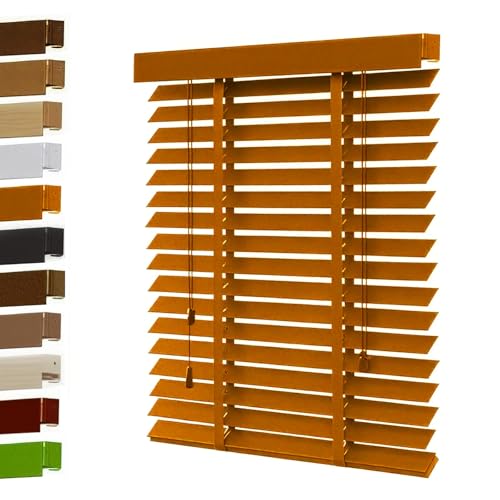 Holzjalousie Innen, Verdunkelung Sonnenschutz Holz Jalousie, Maßanfertigung 5cm Lamellen, 30cm 45cm 55cm 60cm 80cm 90cm 100cm 110cm 120cm 130cm 140cm 160cm(5313)