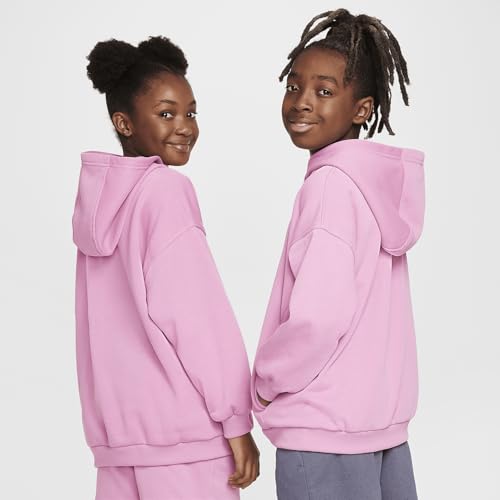 Nike Sportswear Club Fleece Big Kids' Oversized Pullover Hoodie (FZ5579-646, Magic Flamingo/White)2