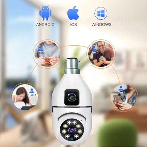 Image of JB Supar Dual Lens 4MP /8MP WiFi Smart Light Bulb Camera for Home | Full HD | Color Night Vision | Two Way Audio | Wireless Indoor Security Camera with Mobile App V380 Pro(Dual Lens Light Camera)