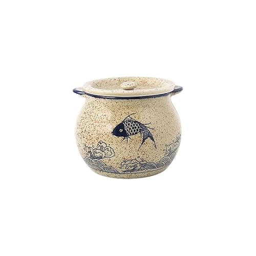 Tloszu 陶器調味料缶シリーズ 和風スタイル 高温焼成 下絵付手描き スプーン位置設計・防塵蓋付き 環境に優れ耐久性
