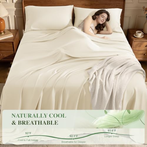 Image of 100% Organically Grown Bamboo Viscose King Sheet Set with Pockets on Side