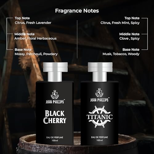 Image of John Phillips Blackcherry & Titanic 100 ml + 100 ml Eau De French Perfume For Men
