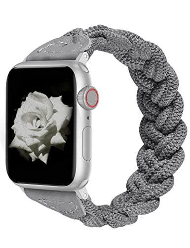 Image of Wearlizer Stretchy Braided Band Compatible with Apple Watch Bands Women | Slim Elastic Solo Loop Strap Woven for iWatch Series 11 10 9 8 7 6 5 4 3 SE /Ultra 3 2 1 42 /41 /40 /38 /44 /45 /46 /49mm