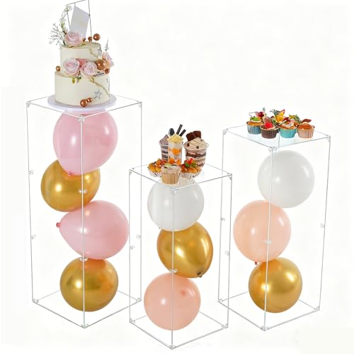 Vincidern 3pcs Acrylic Square Pedestal Stand for Party,...