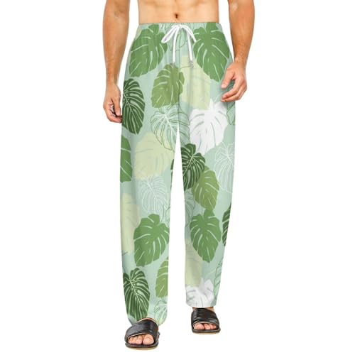 Vêtements de nuit femme avec poches et motif feuilles vertes en S