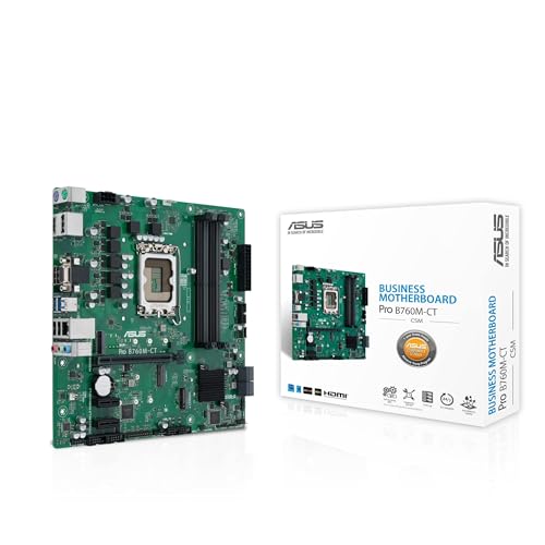 ASUS PRO B760M-CT CSM Scheda Madre Business Intel B760, LGA 1700, microATX, DDR5, PCIe 4.0, 2 Slot M.2, 2.5Gb Ethernet, 2 DisplayPort, HDMI, VGA, 4 SATA 6 Gbps, USB 3.2 Gen 2 e Gen 1 Type-C