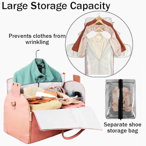 Styleushaven Foldable Travel Bag 2.0, Styleushaven Travel Bag with 360° Smooth Glide Wheels, 2 in 1 Convertible Duffle Bag with Anti-Slip Zippers, Premium PU Leather (Beige,Without Tie Rod)3