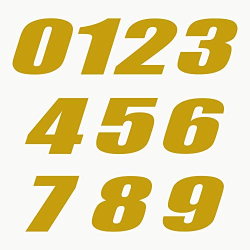 Autodomy Autocollants Stickers Numero Moto MotoCross 10 Unités pour Moto Quad ATV Scooter | Autocollant Moto Numero (Or)