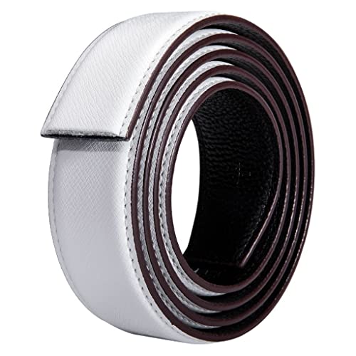 White Men Leather Belt Male Black Automatic Buckle Cowhide Leather Men Belt (Color : A, Size : 130cm) (A 120cm)3