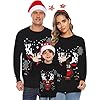 Jersey Navideño Familia,SuéTer Manga Larga Cuello Redondo Tops Pullover Mujer Hombre Niño Sudaderas Navidad Christmas Sweater Ropa Navidad Familia SuéTer Invierno Christmas Suéter (1-Black, M)