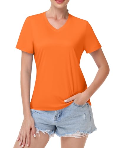 Image of Runhit Womens Workout Tops Short Sleeve UPF 50+ Athletic Sun Shirts Quick Dry V Neck T-Shirt Moisture Wicking Gym Hiking Tee